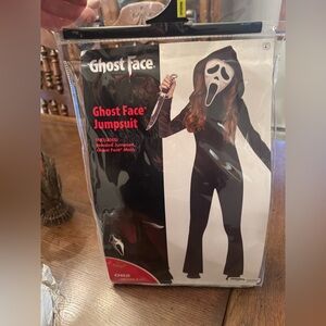 Girls Halloween costume Ghost Face Jumpsuit Costume - Black